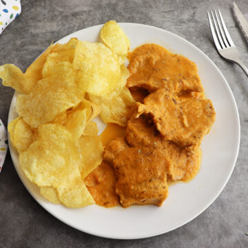 Imagen de la receta Lomo en salsa de cerveza con patatas fritas