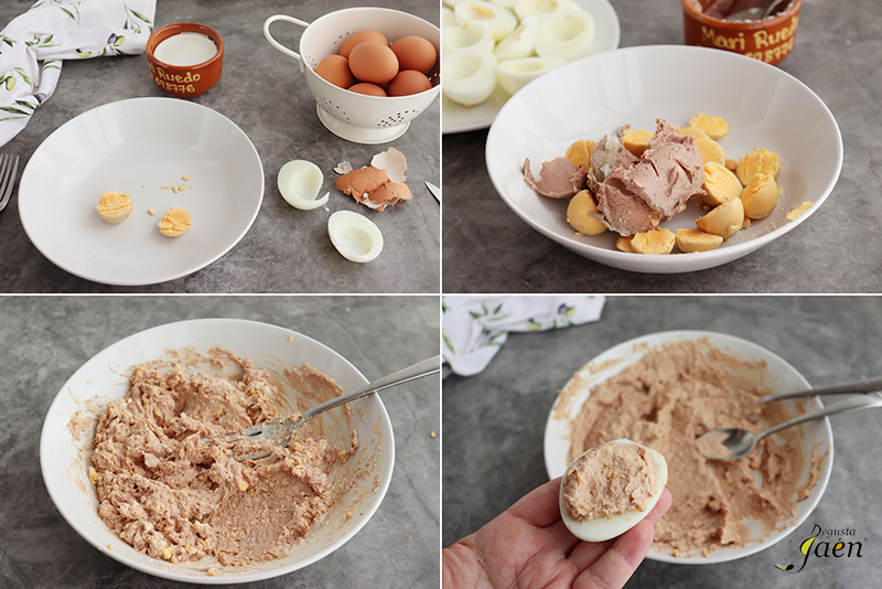 Huevos rellenos de paté con perdiz