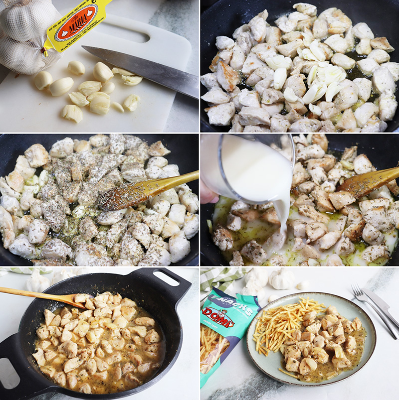 Pollo en salsa de ajo 