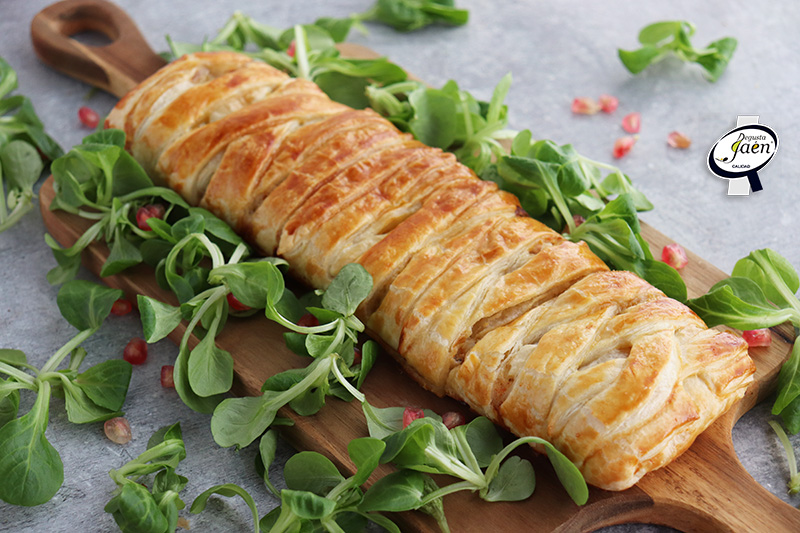 Trenza de puerro y gambas